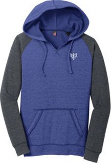 Juniors Fleece Raglan Hoodie, Royal/Charcoal